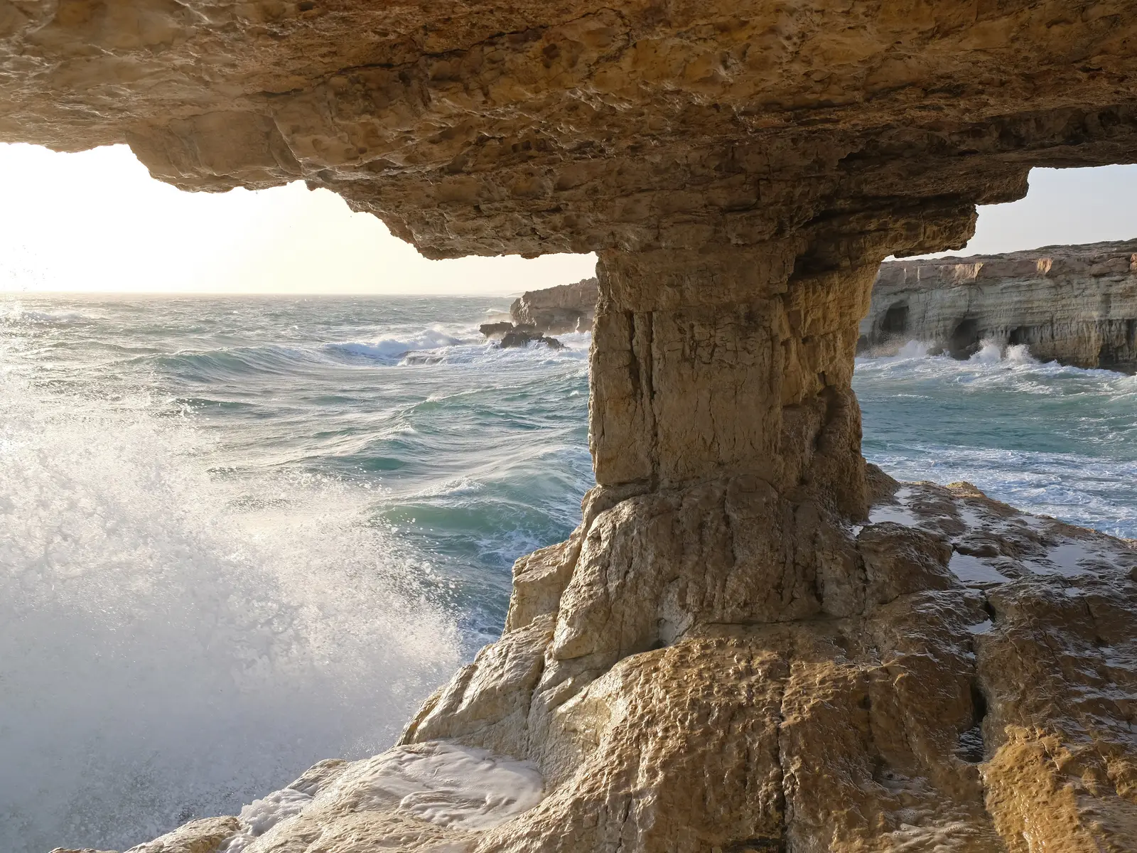 Sea caves and turquoise water at Cape Greco